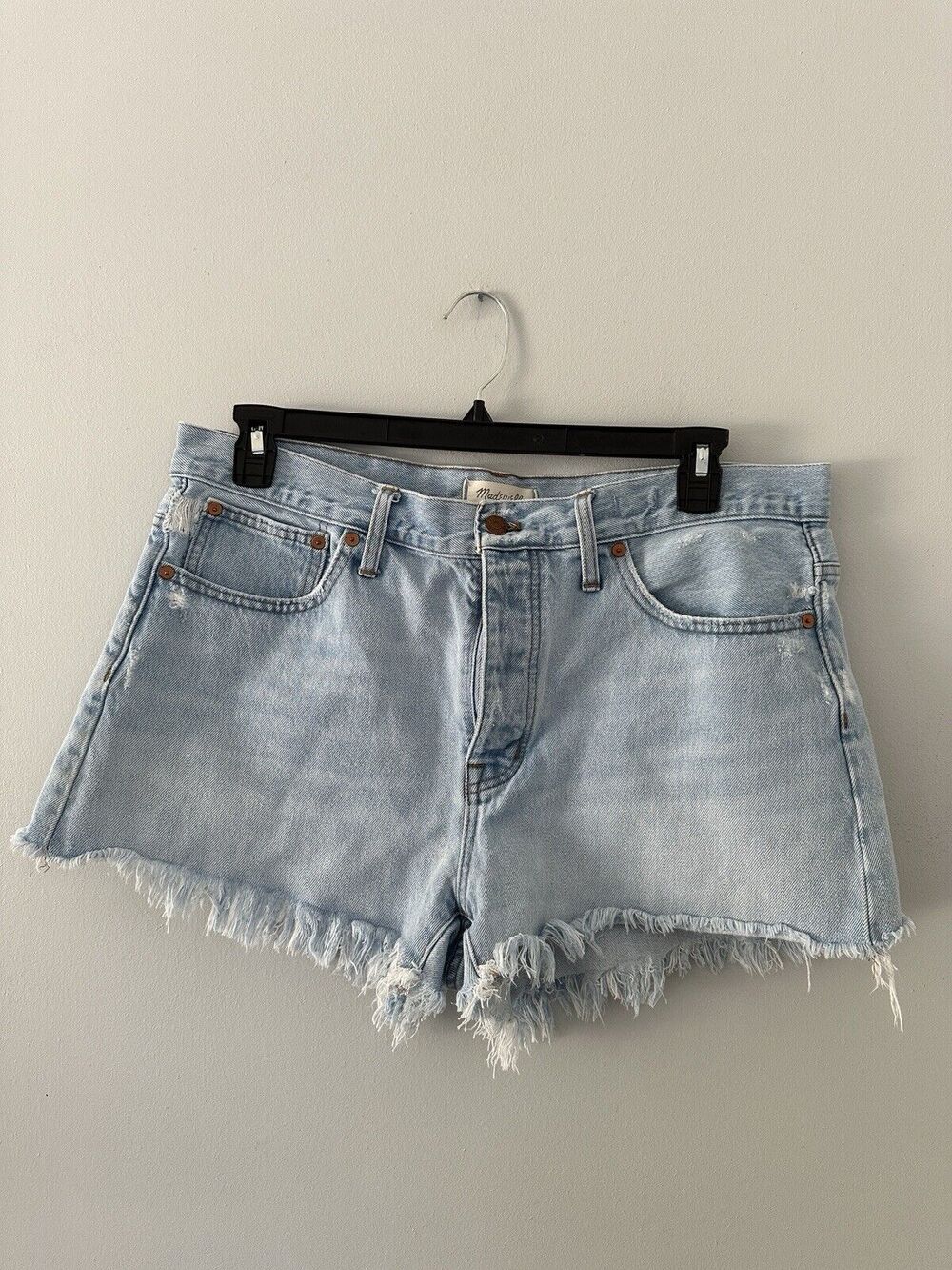 Madewell Shorts Adult Size 31 Blue Distressed Frayed Relaxed Denim Womens